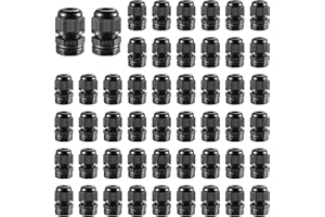 RTHIEAI 50 PCS 3/8"(5-10mm) NPT Nylon Cable Gland Joints with Gaskets, IP68 Adjustable Lock Nut Strain Relief Cord Grip Waterproof Cable Glands - UL Listed and RoHS Compliant