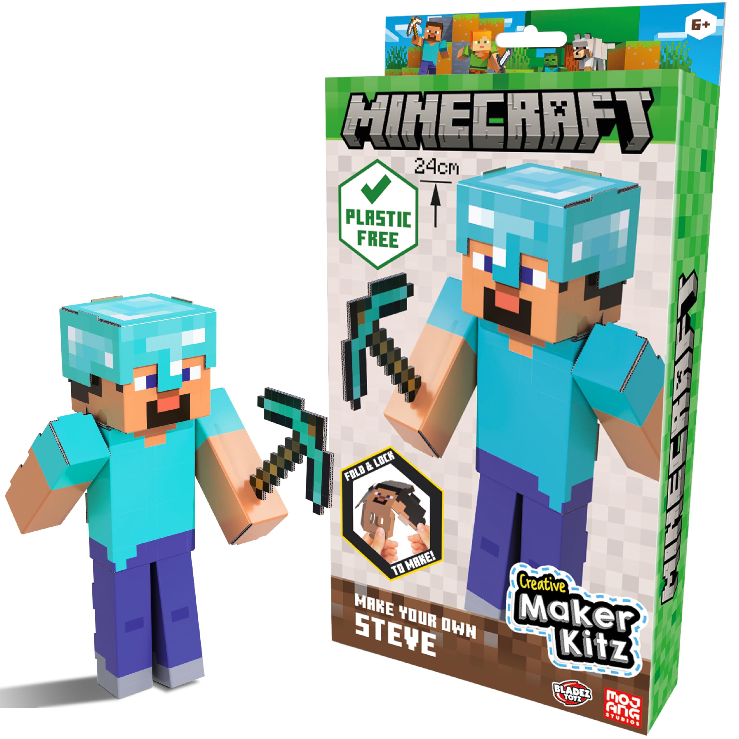 BLADEZ Minecraft Make Your Own Steve, Licensed Craft Set, Arts and Crafts for Boys and Girls, Licensed Toy for Kids, Creative Maker Kitz Toyz