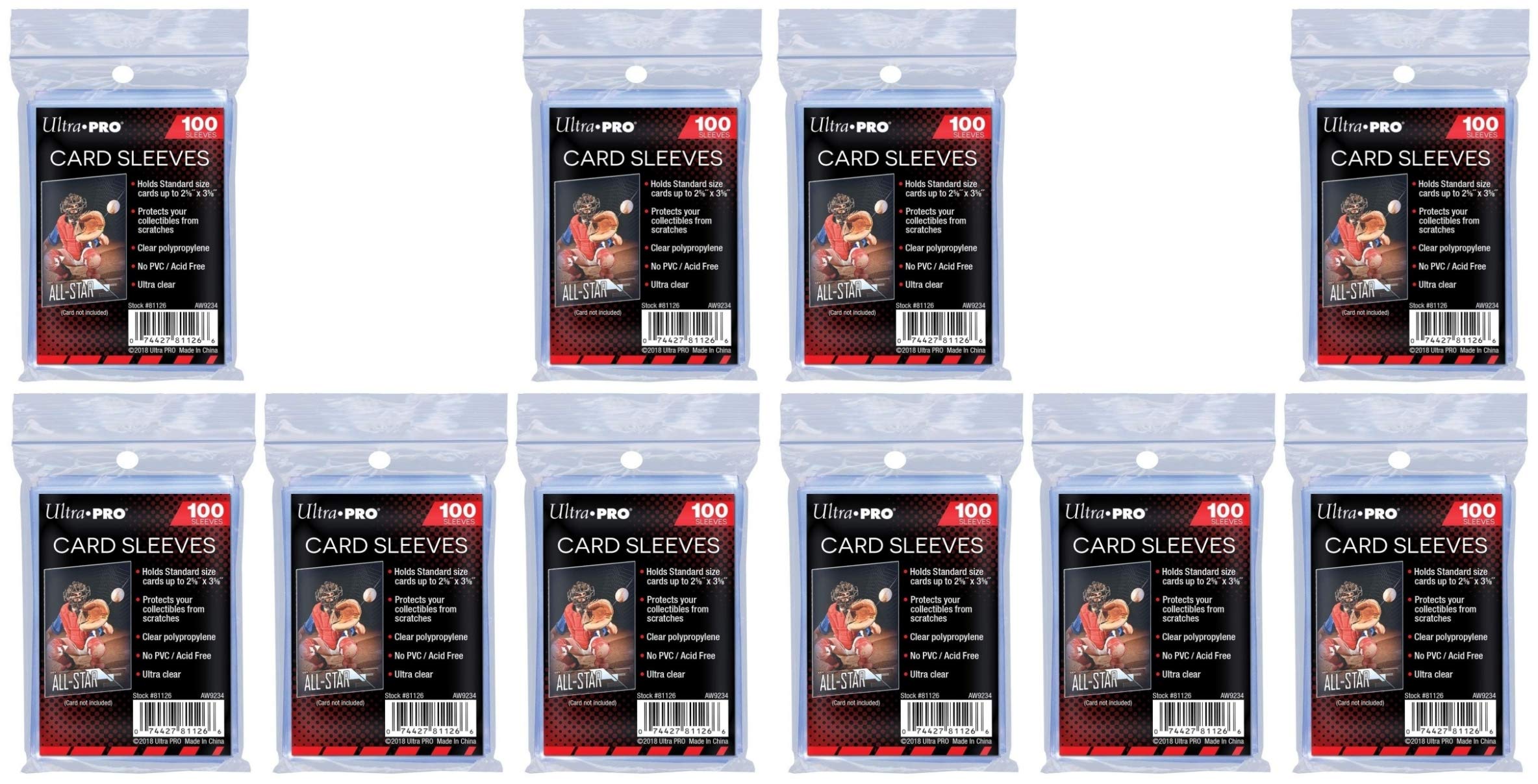 Coingallery Ultra Pro Soft Card Sleeves 100 pack 2 5/8 x 3 5/8 inches Standard Size Trading Card Games Clear (1000 (10 packs))