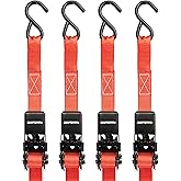 Craftsman CMXAZBS9004 Black/Red 1" x 10' Ratchet Tie Down Straps - Light-Weight Duty (900 Lb Break Strength), 4 Pack