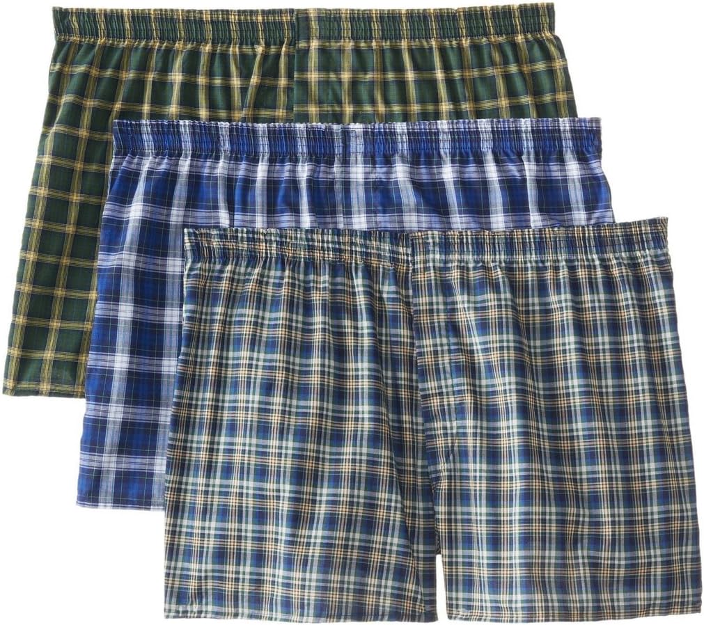 Fruit of the Loom Boys' Tartan Woven Boxer (Pack of 3)