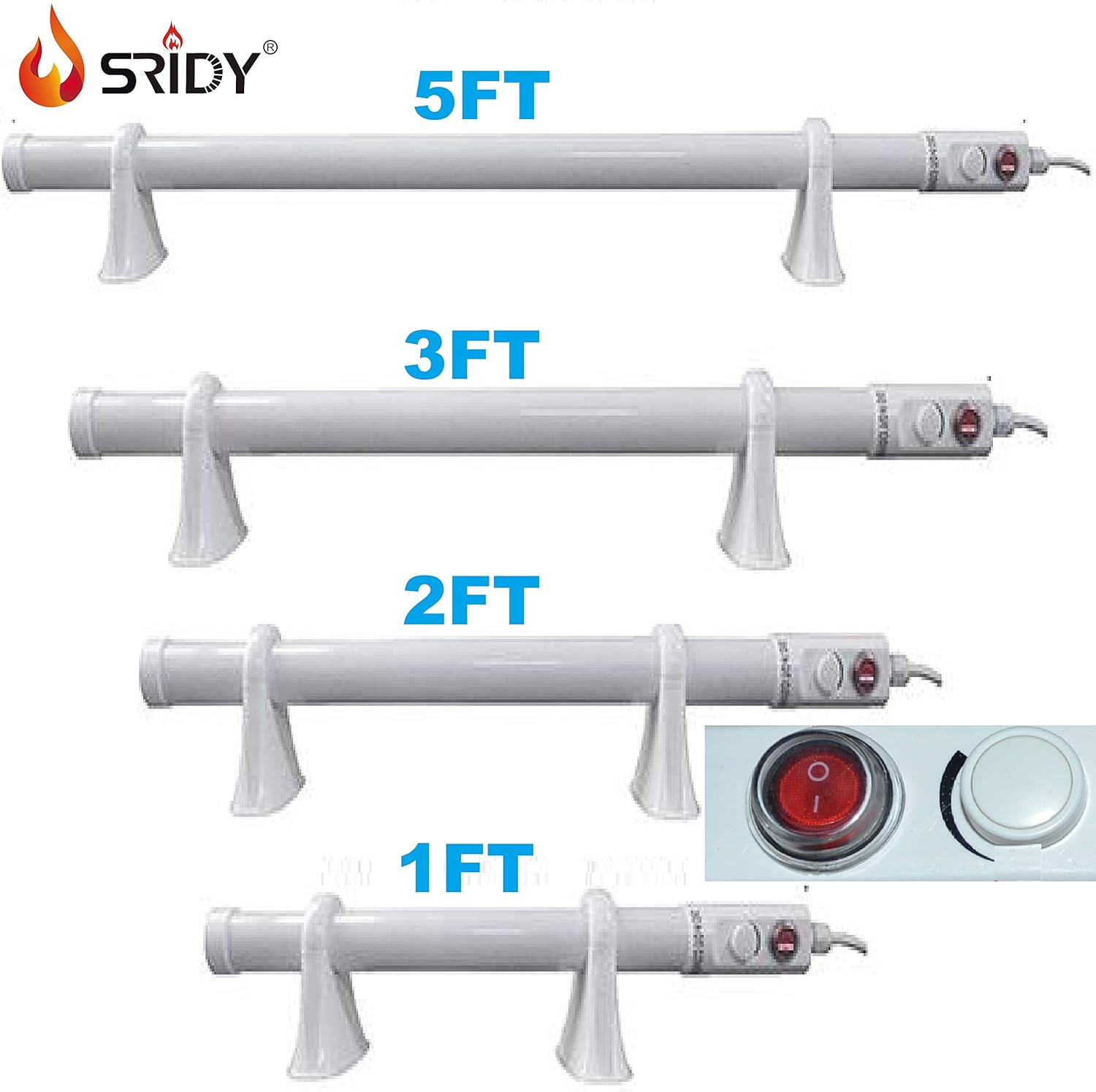DISCOUNT ZONE New Low Energy Electric Tubular Tube Heater Thermostat for Bathroom Garage DISCOUNT ZONE New Low Energy Electric Tubular Tube Heater Thermostat for Bathroom Garage