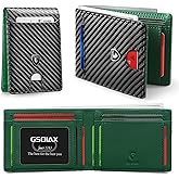 GSOIAX Slim Wallet for Men RFID Blocking Bifold Wallet Carbon Fiber Front Pocket Wallet with 11 Card Holder Minimalist Mens Wallet with Gift Box (Carbon Fiber - Green)
