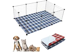 QUEARN Washable Pee Pads for Small Animal,Waterproof Reusable Puppy Potty Training Pads, Anti Slip Whelping Pads Super Absorbent Cage Liners for Ferrets, Hamsters, Rabbits & All Small Animals (M)