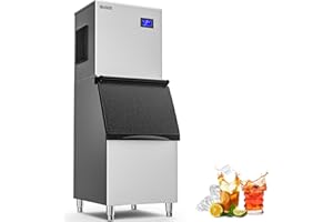 Coolski Commercial Ice Maker Machine 300-350LBS/24H, 22'' Air Cooled Commercial Ice Machine with Ice Bin, Modular Ice Machine for Restaurants Clear Ice Cubes/Stainless Steel Construction/ETL Approved