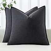 MIULEE Decorative Linen Pillow Covers 20x20 Inch Dark Gray Boho Farmhouse Neutral Couch Throw Pillows for Bed Pack of 2 Accent Modern Pillowcase Sofa Livingroom Home Decor