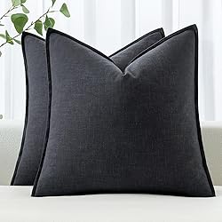 MIULEE Decorative Linen Euro Sham Pillow Covers