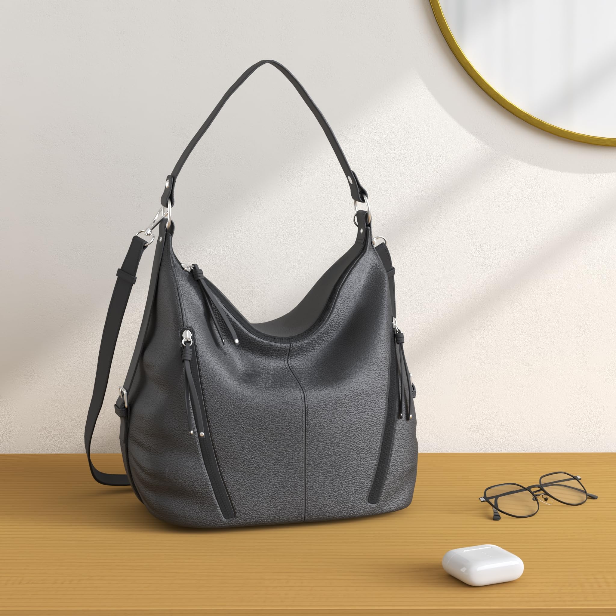 TOM TAILOR Caia Damen Hobo Bag Schultertasche Mittelgroß Schwarz