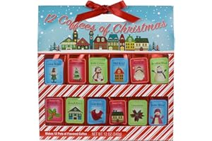 MEET COFFEE Holiday 12 Gourmet Coffee Of Christmas | Creme Brulee Vanilla Irish Cream Mild Roast Hazelnut Breakfast Blend Italian French Dark Chocolate Almond Cinnamon Bistro | Sampler Variety Gift Set (Coffee)