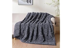 Uttermara Weighted Blanket for Adults Queen Size 15lbs 60x80 inches, Dual Sided Soft Jacquard Sherpa Weighted Blankets, Thick Heavy Blanket for Sleeping and Calming, Dark Grey