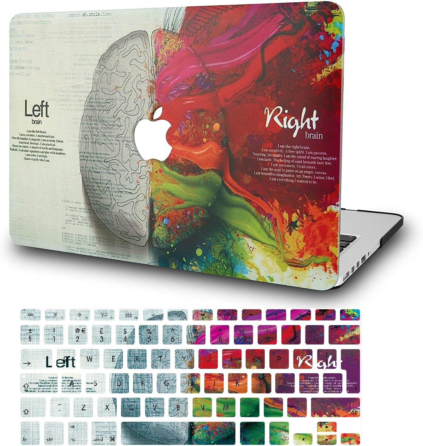 KECC Laptop Case for New MacBook Air 13" Retina (2020/2019/2018, Touch ID) w/ UK Keyboard Cover Plastic Hard Shell Case A1932 (Brain)