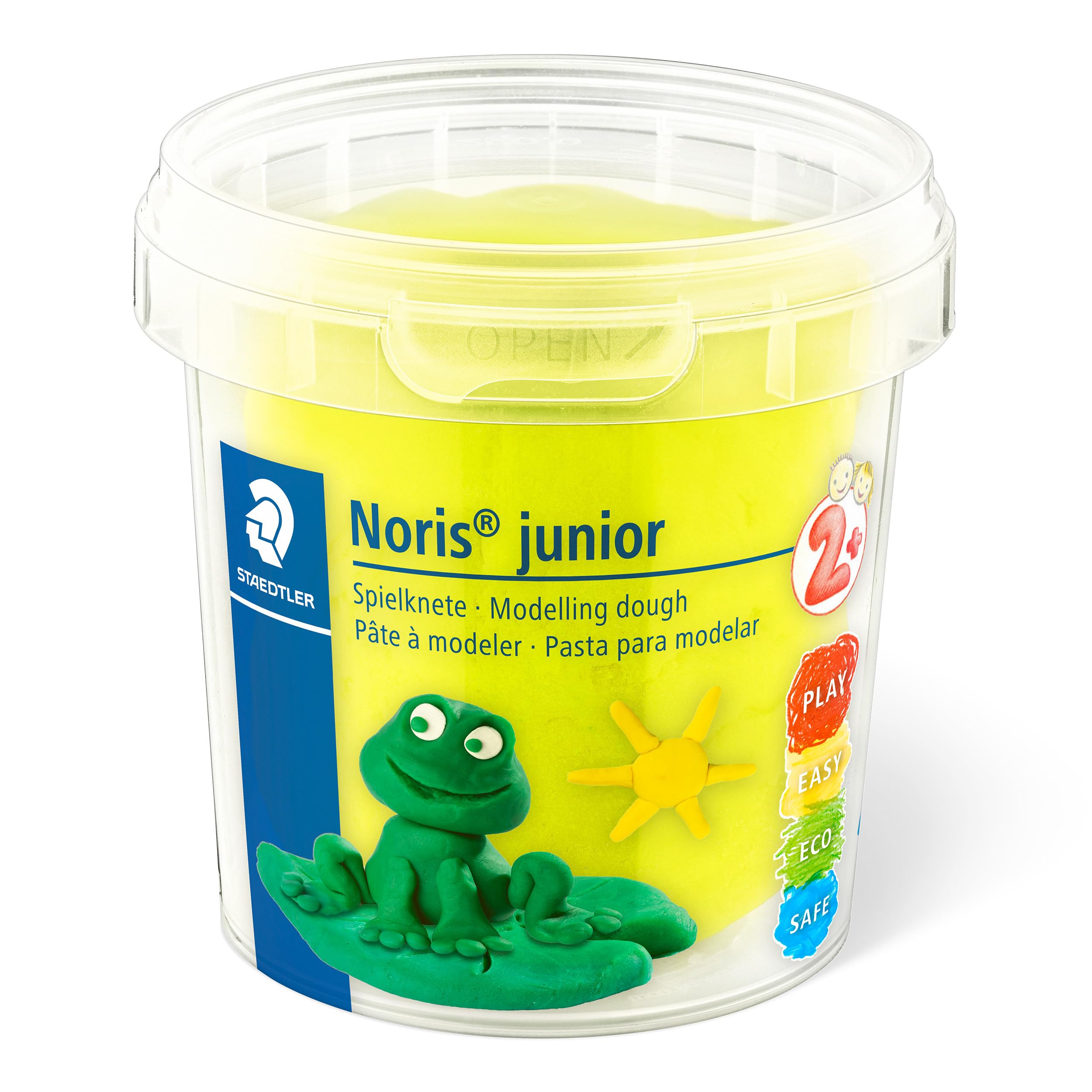 STAEDTLER Noris junior 813 Spielknete "Neon Colours", besonders weich und sauber, klebt nicht, Set mit 4 Töpfchen à 130 g, 813F SLE 2