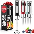 Zulay Immersion Blender Handheld - 800 Watt Hand Blender With High-Power Turbo Mode - Durable Stick Blender With Ultra-Sharp Stainless Steel Blades For Effortless Blending - Black