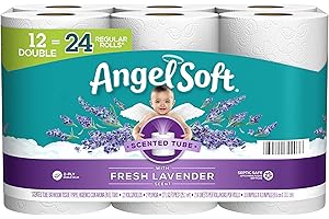 Angel Soft® Toilet Paper with Fresh Lavender Scented Tube, 12 Double Rolls = 24 Regular Rolls, 2-Ply Bath Tissue