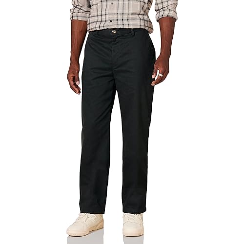 Amazon Essentials Men's Classic-Fit Wrinkle-Resistant Flat-Front Chino Pant (Available in Big & Tall), Black, 38W x 29L