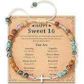 LAVEIR Cross Bracelet for Girls 10 13 16 Year Old Birthday Gifts, Natural Stone Adjustable Christian Jewelry with Inspirational Card for Daughter Granddaughter Niece