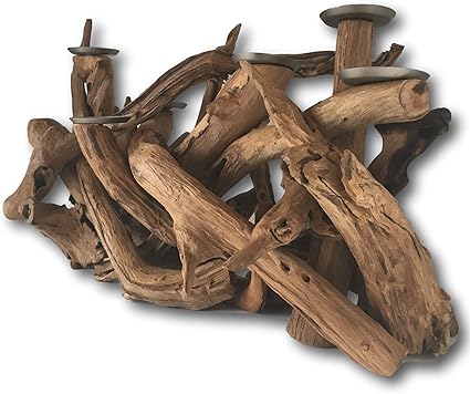 Reclaimed Wood Candle Holder Teak Root Unique Style Rustic Pillar Holder Extra Large Amazon Co Uk Kitchen Home
