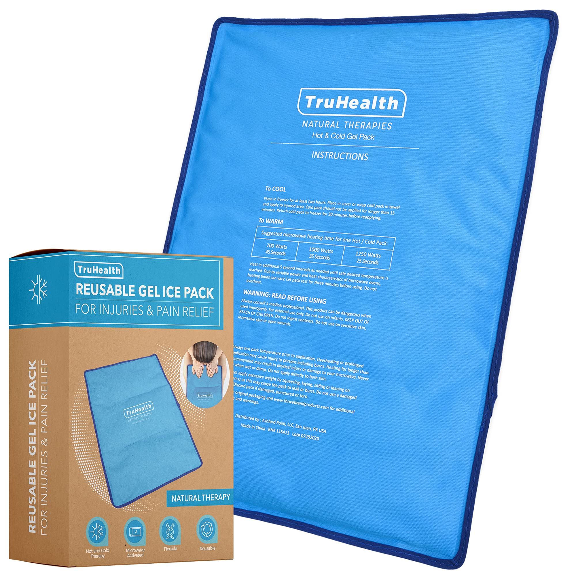 Photo 1 of TruHealth Gel Cooling Mat & Ice Pack - Extra Large Blue - Reusable Hot & Cold Pad & Flexible Gel Cooling Pad for Back & Body Therapy - FSA HSA Approved