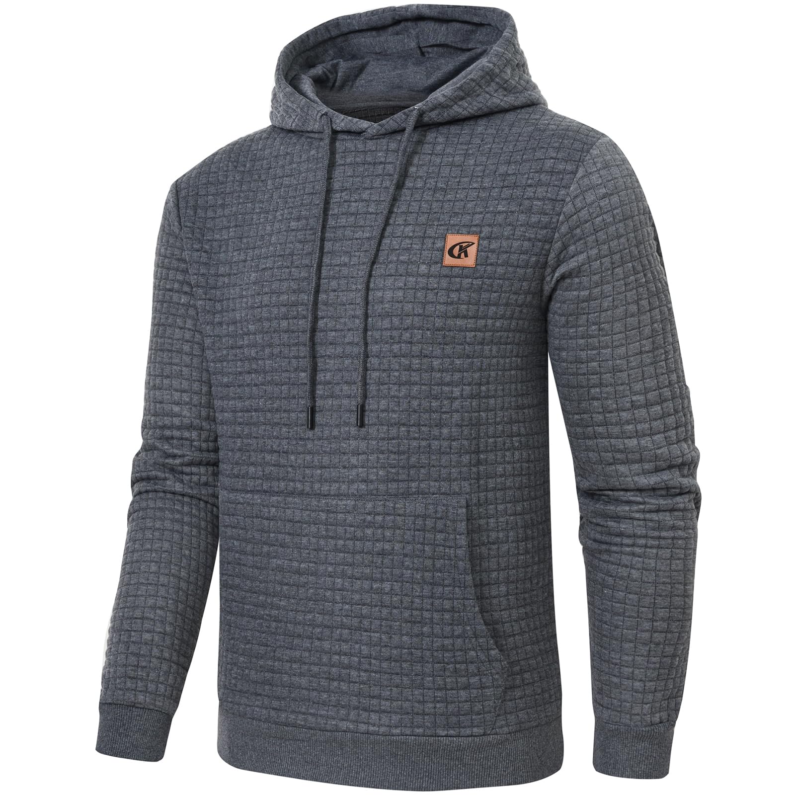 YuKaiChen Pullover Herren Arbeitspullover Waffel-Stoff Fleece Hooded Sweat Sweatshirt Grau L 2