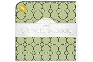 SwaddleDesigns Large Receiving Blanket, Ultimate Swaddle for Baby Boys, Girls, Softest US Cotton Flannel, Best Shower Gift, MADE in USA, Brown Mod Circles on Lime, Mom’s Choice Winner,Lime Green and Brown,42" x 42",SD-016LM