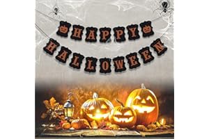 ERKOON Happy Halloween Banner Bunting with Pumpkin Sign for Halloween Wall Decorations Party Supplies Home Hanging Photo Props