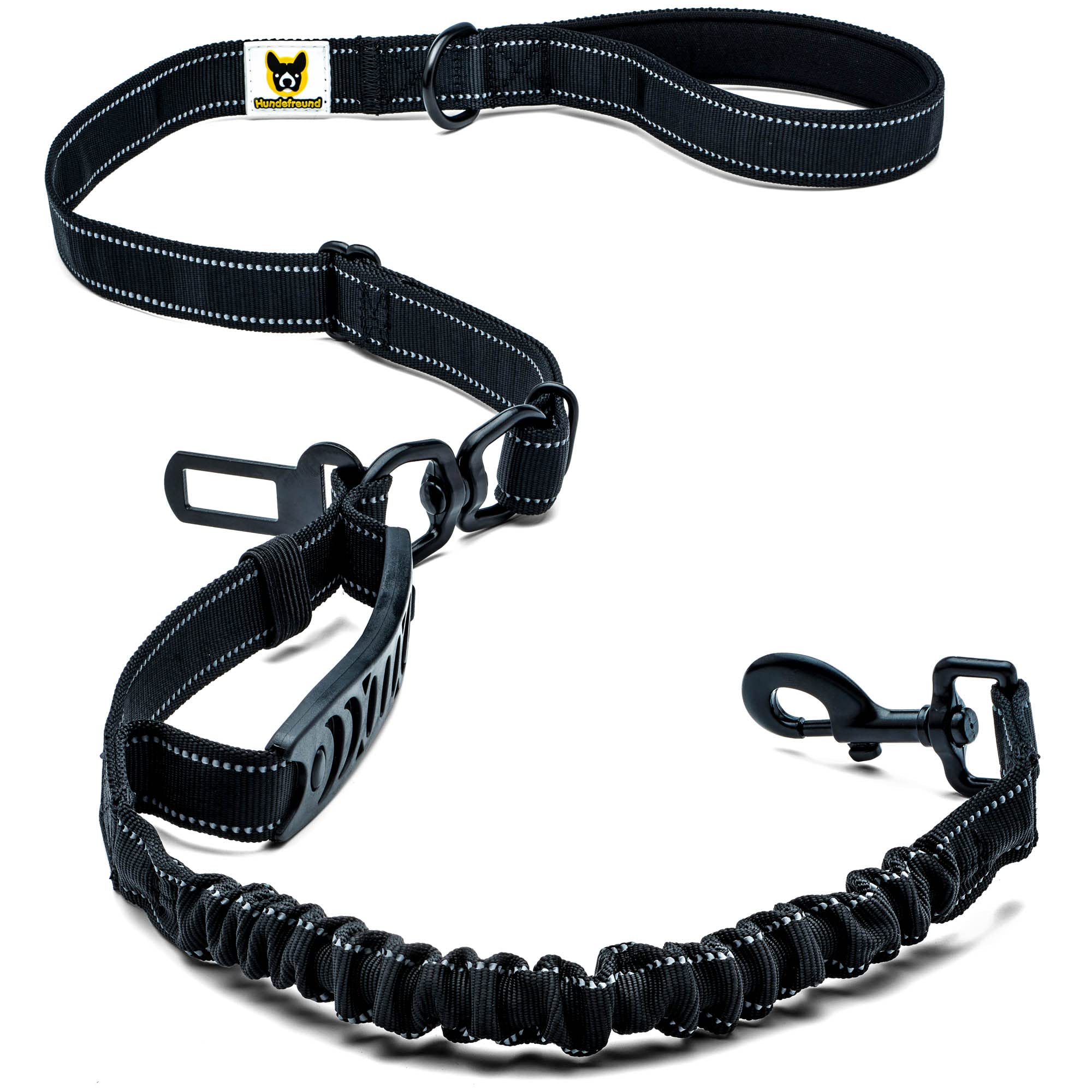 Hundefreund Dog LEASH with Safety Belt - Black, Adjustable, Extra Protection, For All Car Types, Stable and Comfortable