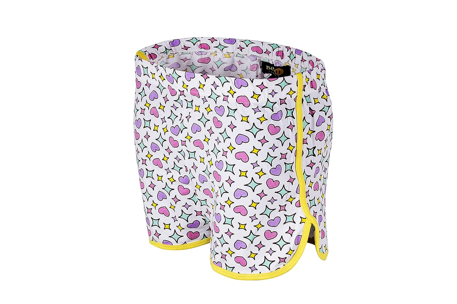 beau, 100% organic cotton women shorts,heart star pink/yellow