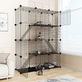 STILLCOVE 4-Tier Cat Cage Indoor, with Anti-Tip Kit | with Paw-Friendly Platforms and Ramps, DIY, Multi-Door Design, Kitten Enclosure Pet Playpen for Kitty