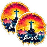 Brazil Sticker 4 Inch 2-Pack - Waterproof Vinyl Decal for Laptop Water Bottle Car Tumbler - Durable Aesthetic Long-Lasting Stickers for Adults ID45039