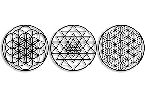 Sacred Geometry Wall Art Metal, Set of 3 Spiritual Metal Wall Art, Large Metal Zen Wall Art, Geometric Mandala Metal Wall Scu