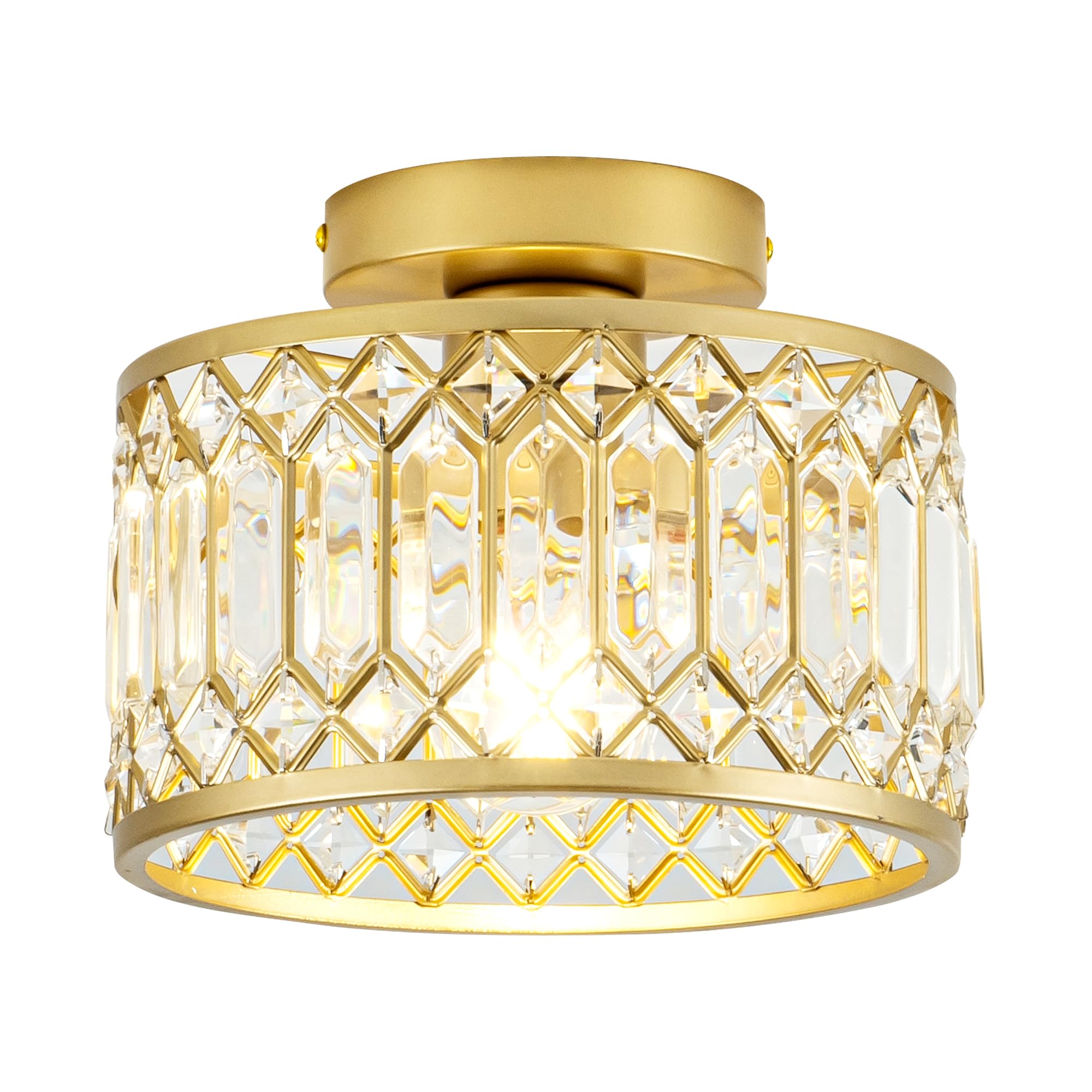 Rpzloila Crystal Ceiling Light, Modern Semi Flush Mount Ceiling Light ...