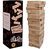aesthec Naughty Blocks - Adult Couple's Game with 54 Flirty & Fiery Challenges, Wooden Block Stacking Tumbling Tower with Intimate Dares for Date Night Anniversary Birthday Valentines Day