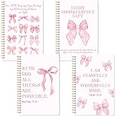 CNhoqc Pink Spiral Journal Notebook - 4 Pcs Coquette Aesthetic Inspirational Bible Bow College Ruled Paper Lined Pages Spiral Bound Journal Journal Hardcover Subject Notebook Work School Note Taking