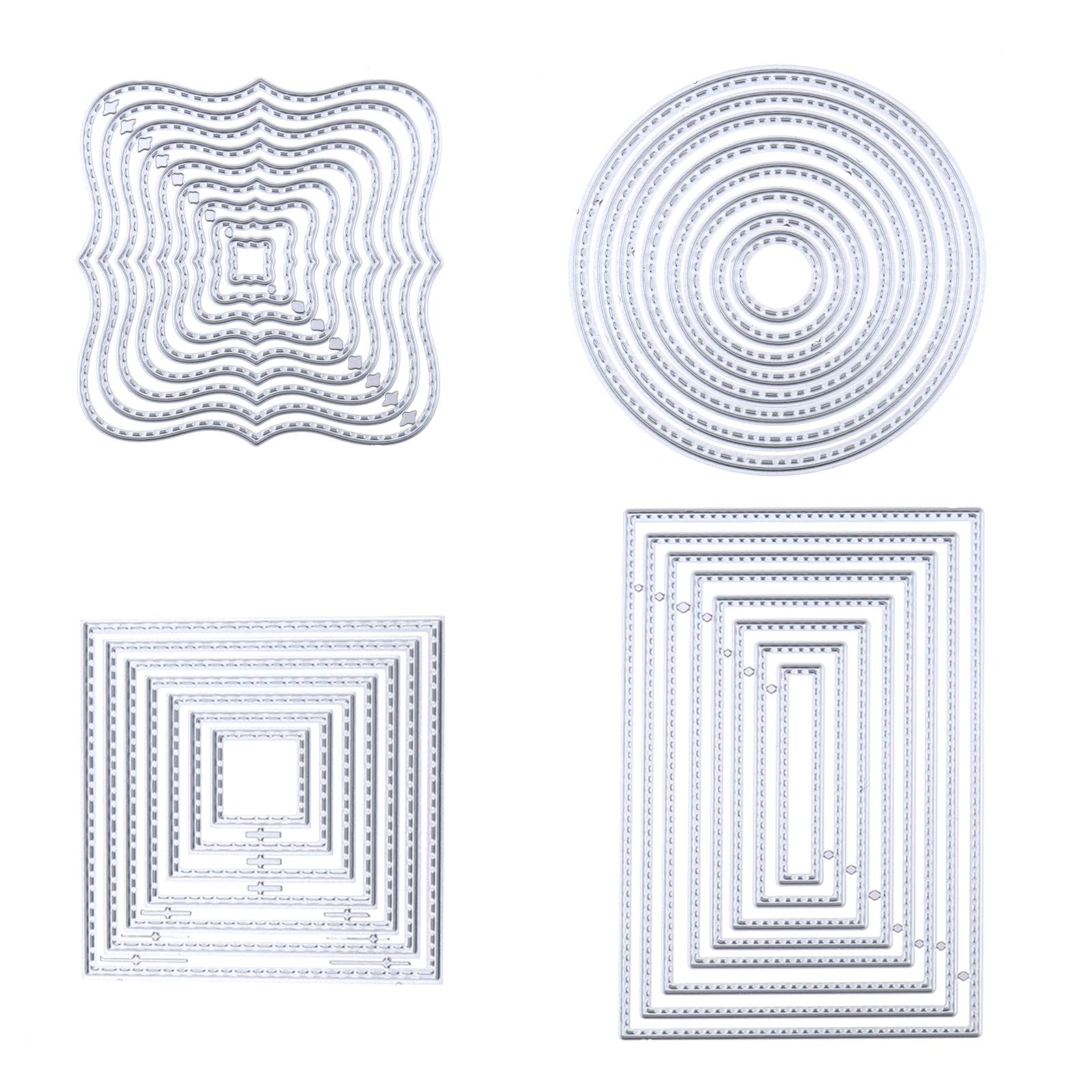 ENET 4X Cutting Dies Metal Embossing Stencil For Album Scrapbooking Paper Card Art Craft Circle Square Rectangular