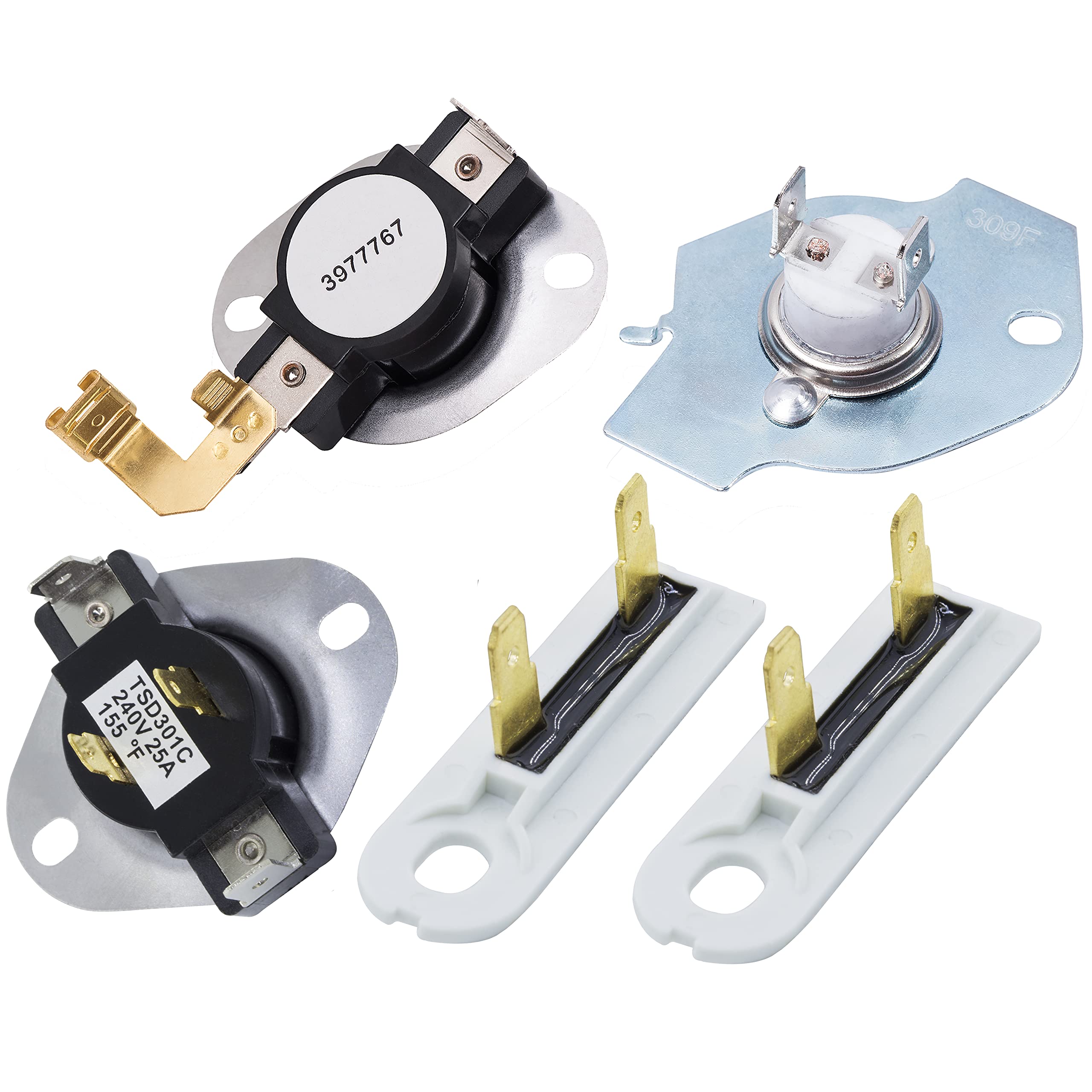 BlueStars 3387134 Cycling Thermostat 2-Pack 3392519 Dryer Thermal Fuse ...