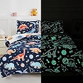 A Nice Night 5pc Glow in The Dark Kids Comforter Set,Dinosaur Galaxy Printed, Space Bedding Set Twin Size for Boys Girls Teen