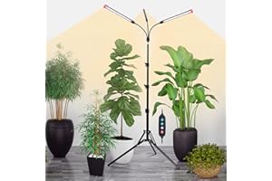 Orchbloom 3-Head Grow Light with Stand and Timer, 27 Watt Power Home Plug LED Grow Lights for Indoor Plants for Tall Houseplants, Bonsai Tree, Seed Starting, 24"-64" Adjustable Height