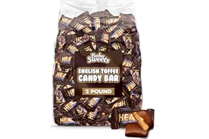 BUHA SWEETS English Toffee Chocolate Candy Bars (Approx 110 Pieces 2 Pound) - Crunchy Toffee Covered in Rich Milk Chocolate, Perfect Mini Bars for Parties, Birthdays, Everyday Snacking, and Sharing