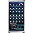 Danby DWC036A1BSSDB-6 3.3 Cu. Ft. Free Standing Wine Cooler, Holds 36 Bottles, Single Zone Fridge with Glass Door-Chiller for Kitchen, Home Bar, Stainless Steel