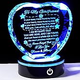 YWHL Gifts for Girlfriend with Colorful Base Romantic Heart Crystal Keepsakes to My Girlfriend Gifts from Boyfriend on Birthday Anniversary I Love You Gifts for Her