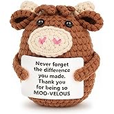 Gleevera Thank You Gifts for Women Men, Appreciation Gift for Teacher Coworker Employee Boss Nurse Mentor - Funny Postive Handmade Crochet Highland Cow Decor