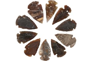 AMAZING GEMSTONE 5 Pieces Fancy Jasper Arrowhead, Crystal and Healing Stone Flint Rock Arrow Head - 1" to 1.5" Arrowheads for DIY Project Craft Point Jewelry Making