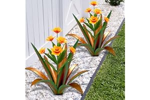 TOMBABY Huge Metal Agave Plants Outdoor Decoration Outdoor Garden Decorated with Flowers Mexican Yard Art Plant Garden Gift (Green 2 Pack)