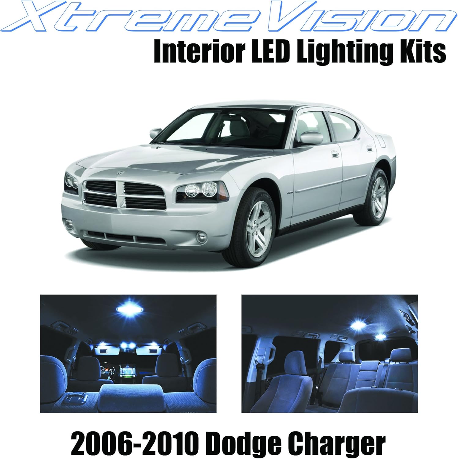XtremeVision Interior LED for Dodge Charger 2006-2010 (5 Pieces) Cool White Interior LED Kit + Installation Tool