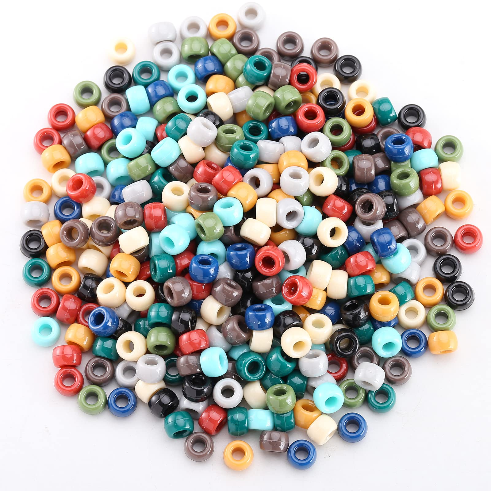 HERZWILD 1000 Pcs Pony Beads - 6x9mm Colorful Acrylic Craft Beads for Threading