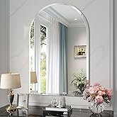 Brauthon Frameless Bathroom Mirror, 24" x 36" Arched Vanity Mirror for wall Beveled, Arch Wall Mounted Bathroom Mirrors for Over Sink, Hallway, Living Room, Bedroom