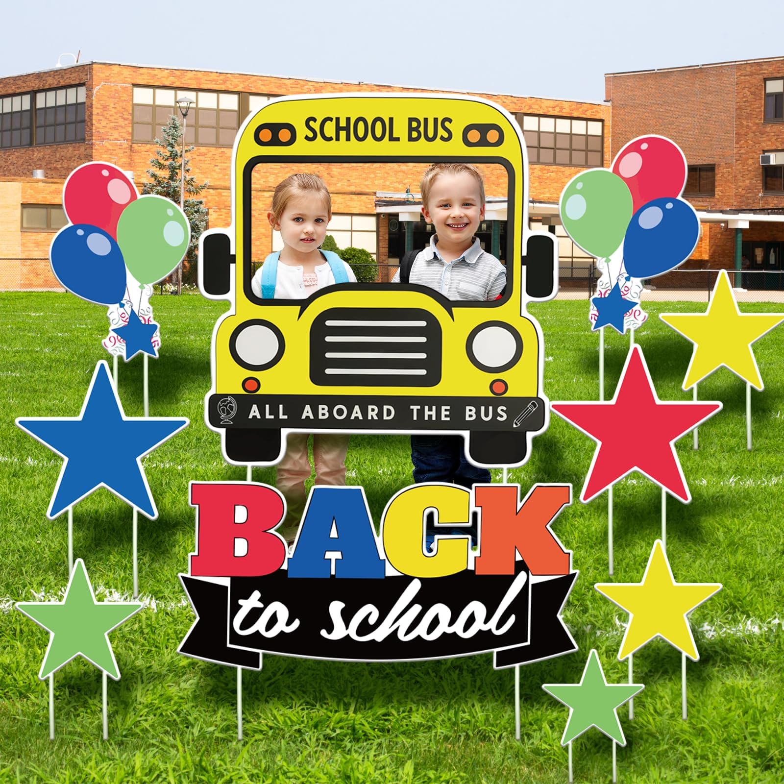 Photo 1 of Back to School Decorations Welcome Back to School Yard Sign Set First Day of School Sign Set Outdoor Lawn Decor Kindergarten Graduation Party Classroom Yard Sign