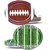 ZVK 12" Football Oval Paper Plates Set 50 Count Large Buffet Party Plates Disposable