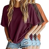 Riyiper 3 Pack Women's Oversized T-Shirt Half Sleeve Summer Tees Casual Loose Fit Crew Neck Basic Tops