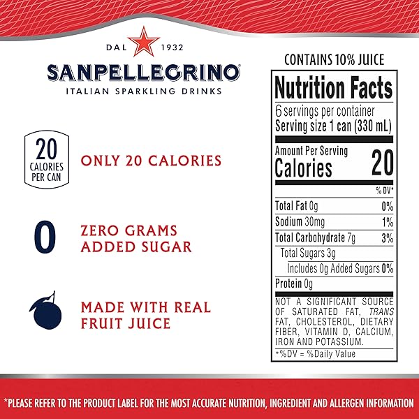 SANPELLEGRINO ITALIAN SPARKLING DRINK, ZERO SUGAR, BLOOD ORANGE, 6 CANS 66.9 FL OZ